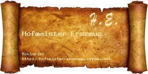 Hofmeister Erazmus névjegykártya